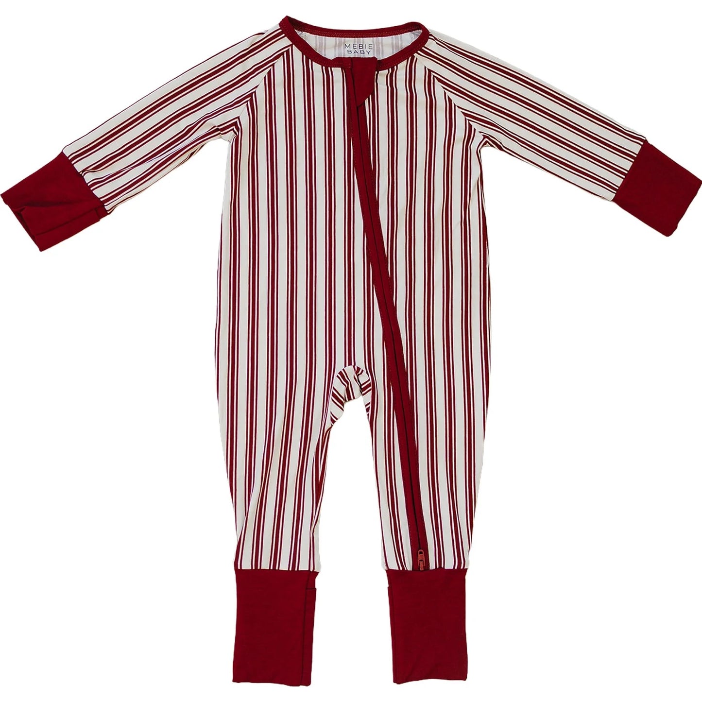 Stripe Red Bamboo Zipper Romper