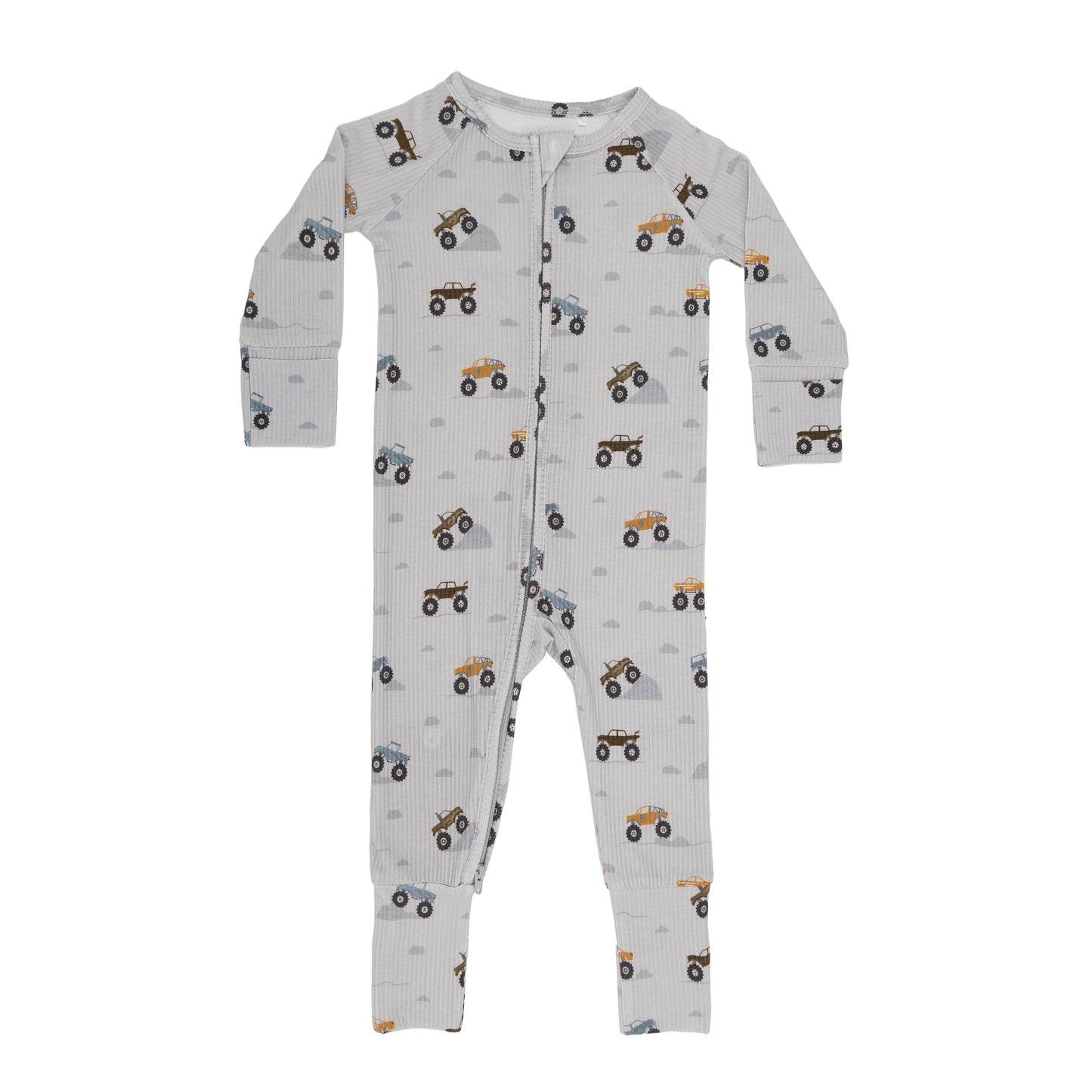 Monster Trucks Small Ribbed Bamboo Zip Romper
