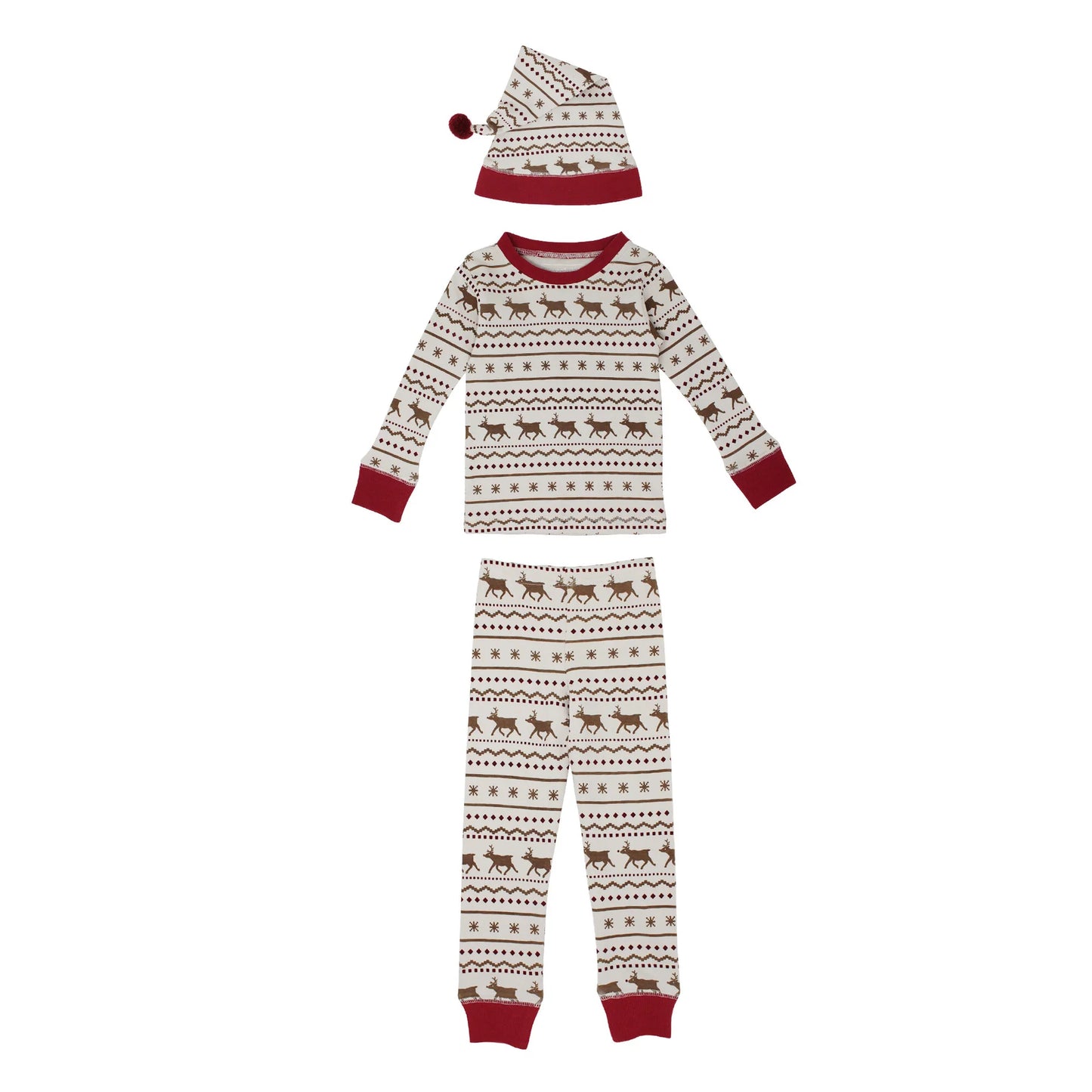 Fair Isle Rudolph - 2 Piece Long Sleeve Set with Cap