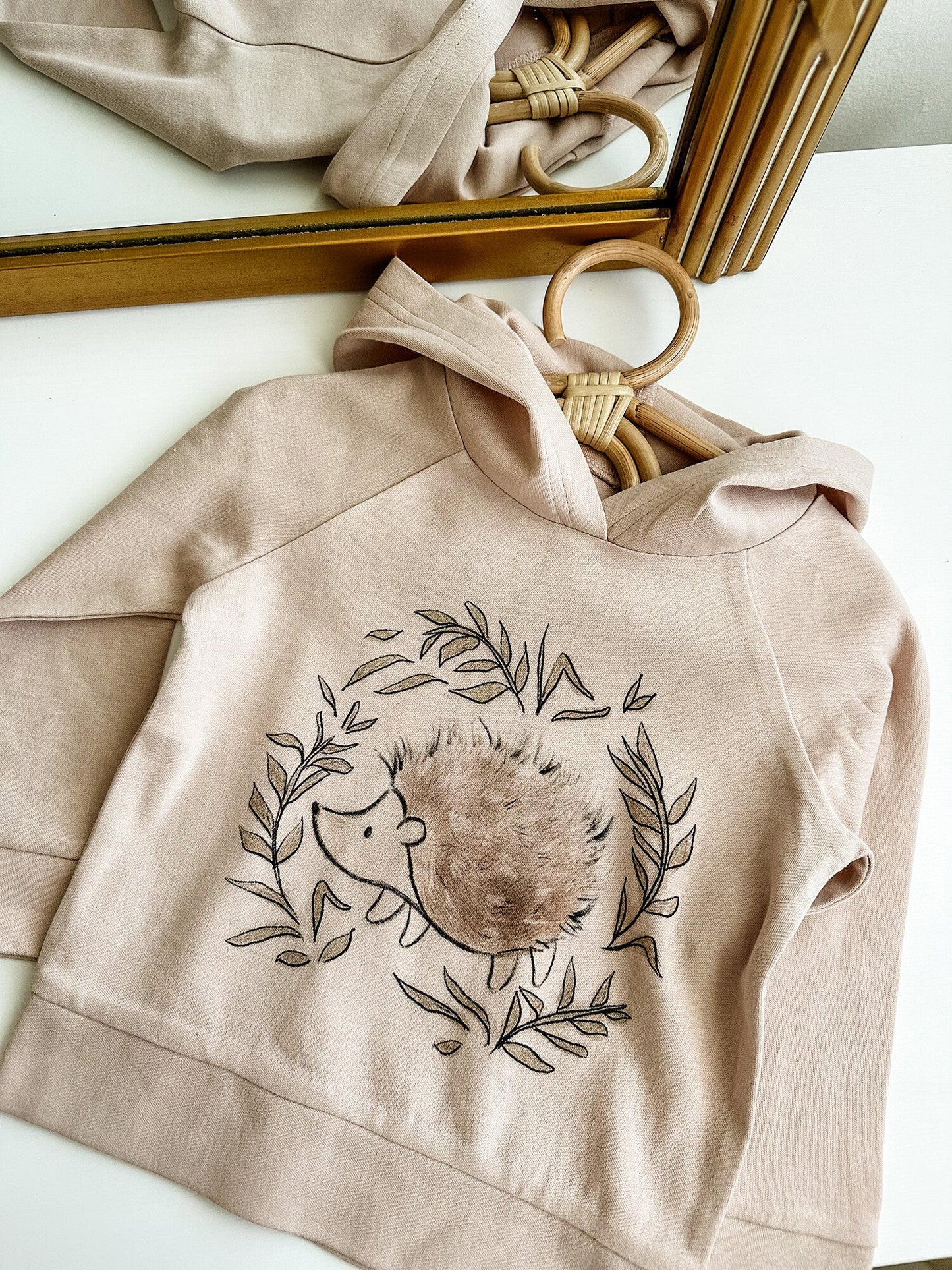 Kids' Organic Printed Raglan Hoodie in Prickles Graphic