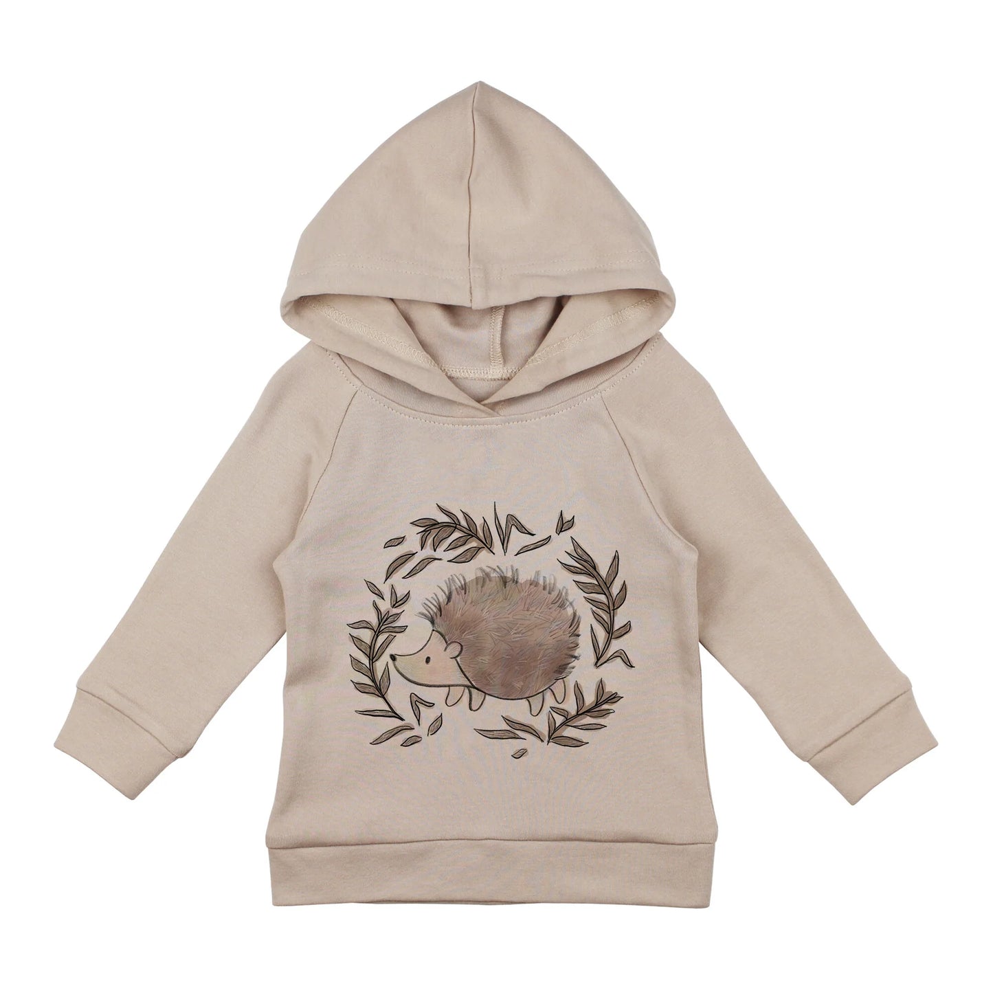 Kids' Organic Printed Raglan Hoodie in Prickles Graphic