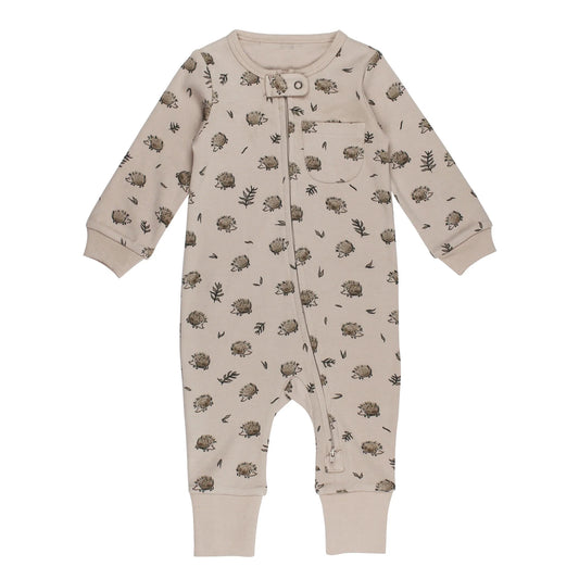 Organic Footless 2-Way Zipper Romper in Hedgehog