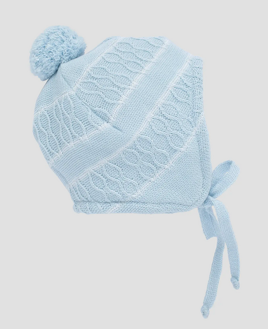 Heirloom Blue Knit Pom Pom Beanie Hat