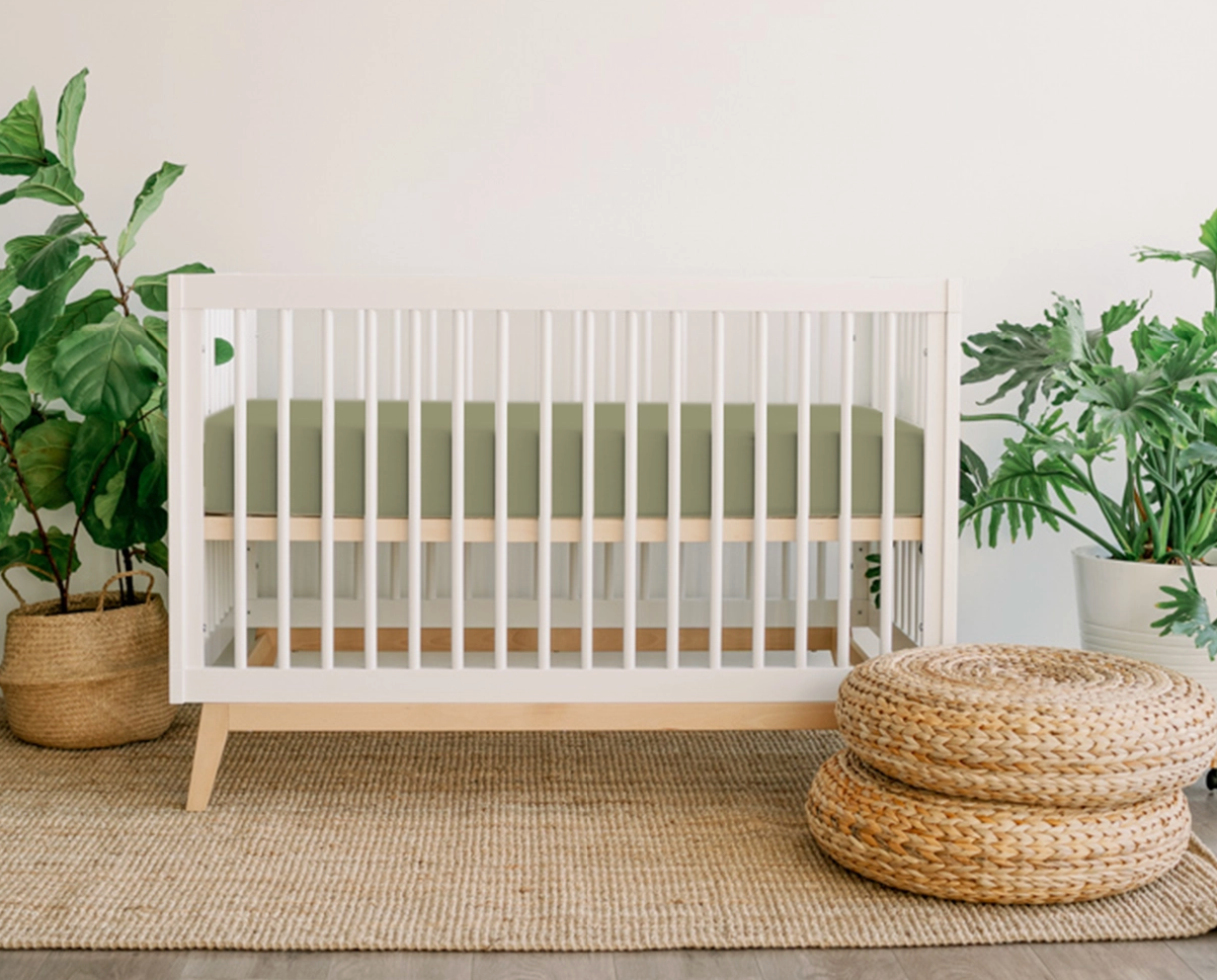 Viscose Bamboo Organic Cotton Fitted Crib Sheet -Sage