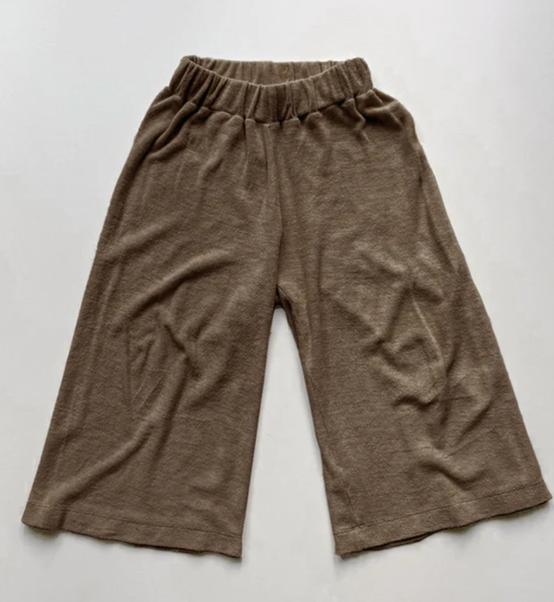 The Wide Leg Terry Trousers - Walnut