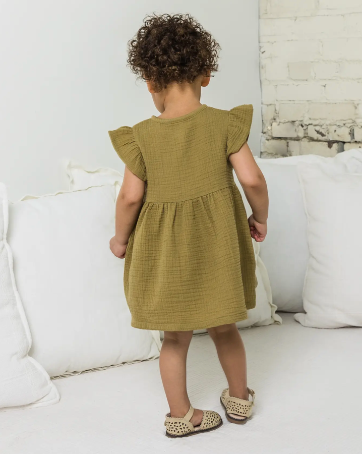 Organic Baby & Kids Gia Muslin Dress - Herb