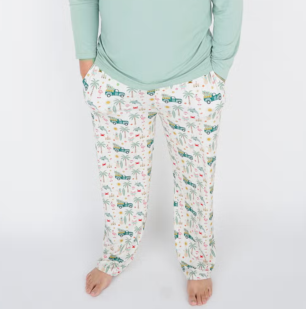 Tropical Green Long Sleeve Bamboo Pajama Top - Unisex Fit