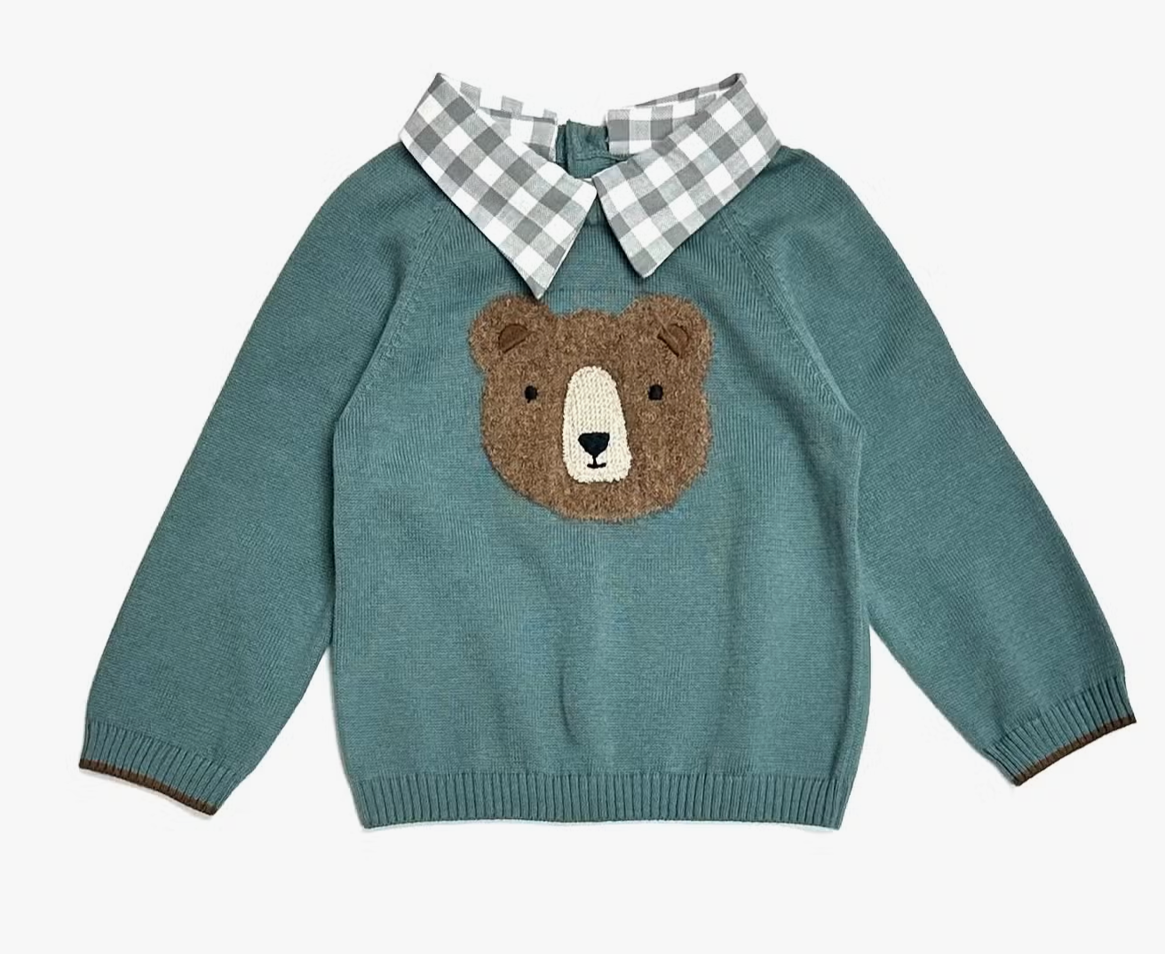 Bear Checkered Collar (Organic) Pullover Sweater