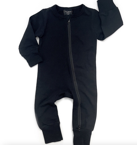 Little Bipsy 2-Way Zipper Romper - Black