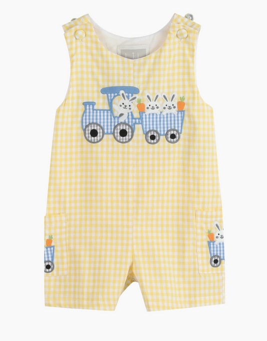 Yellow Gingham Bunny Shortalls