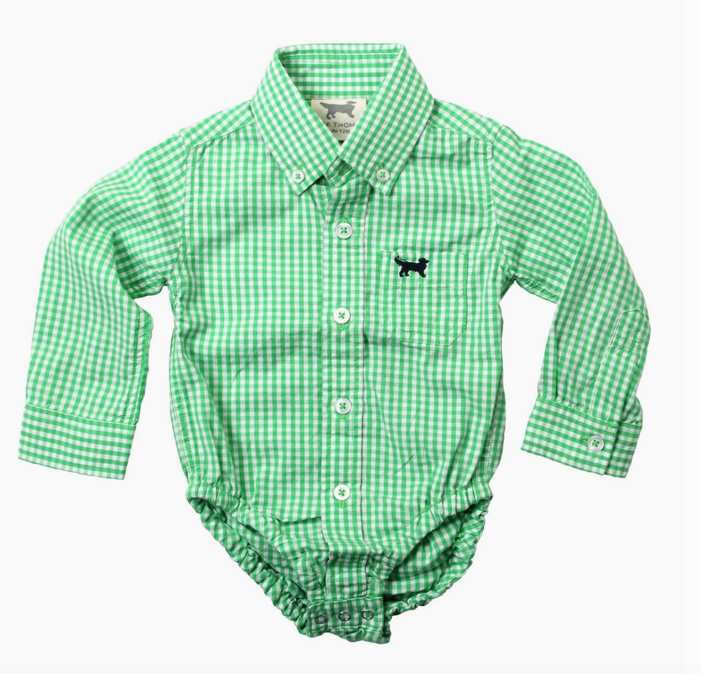 Long Sleeve Green Gingham Button Down - Onesie