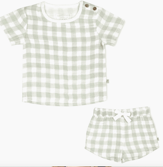 Organic Top and Shorts 2 Piece Set - Gingham