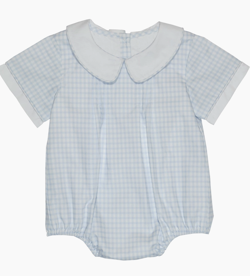 Jude Light Blue Collared Gingham Bubble
