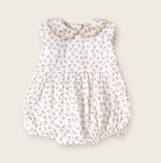 Olivia Ditsy Floral Baby Bubble Romper (Organic Muslin)