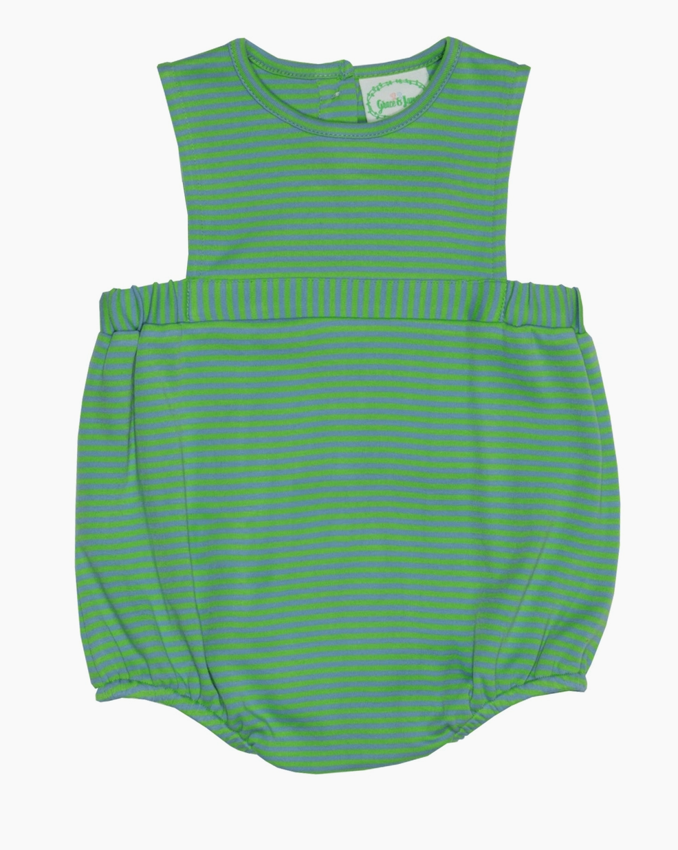 Caden Green and Blue Stripe Bubble Romper