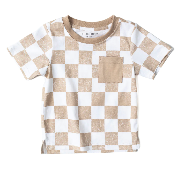 Little Bipsy Checkered Tee - Beige