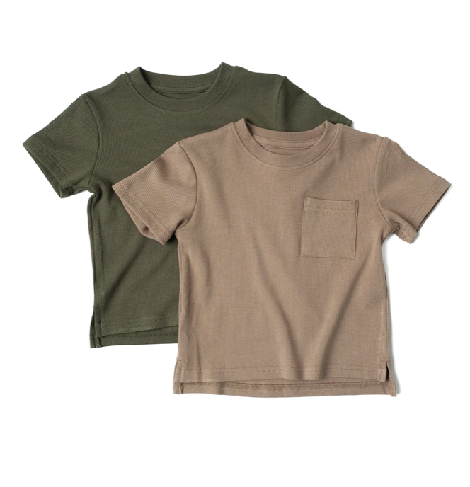 Ribbed Pocket Tee - Taupe