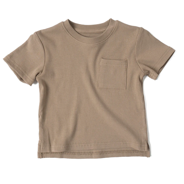 Ribbed Pocket Tee - Taupe