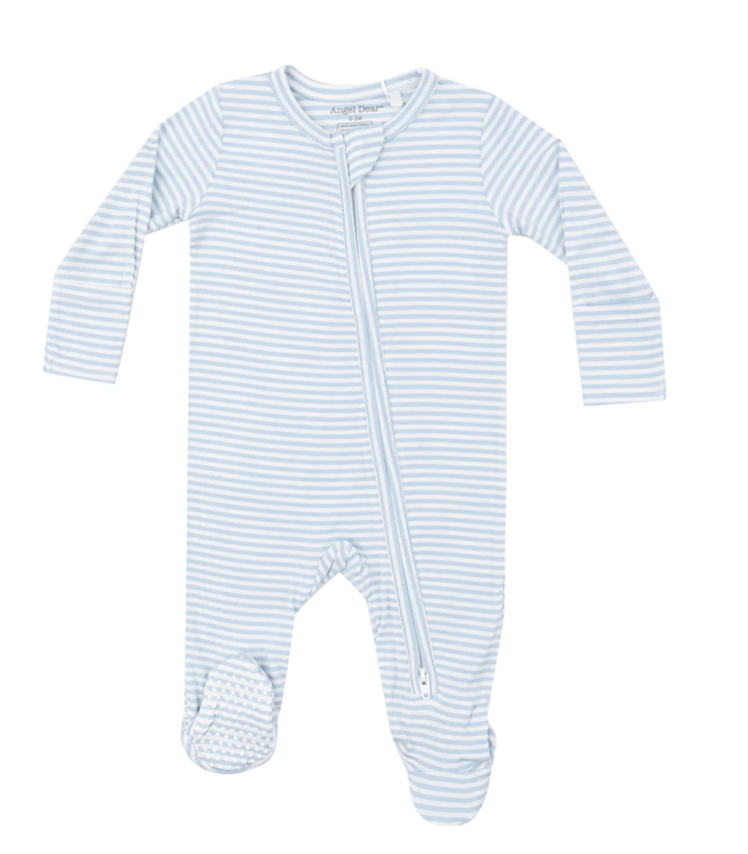 Two Way Blue Stripe Zipper Bamboo Footie