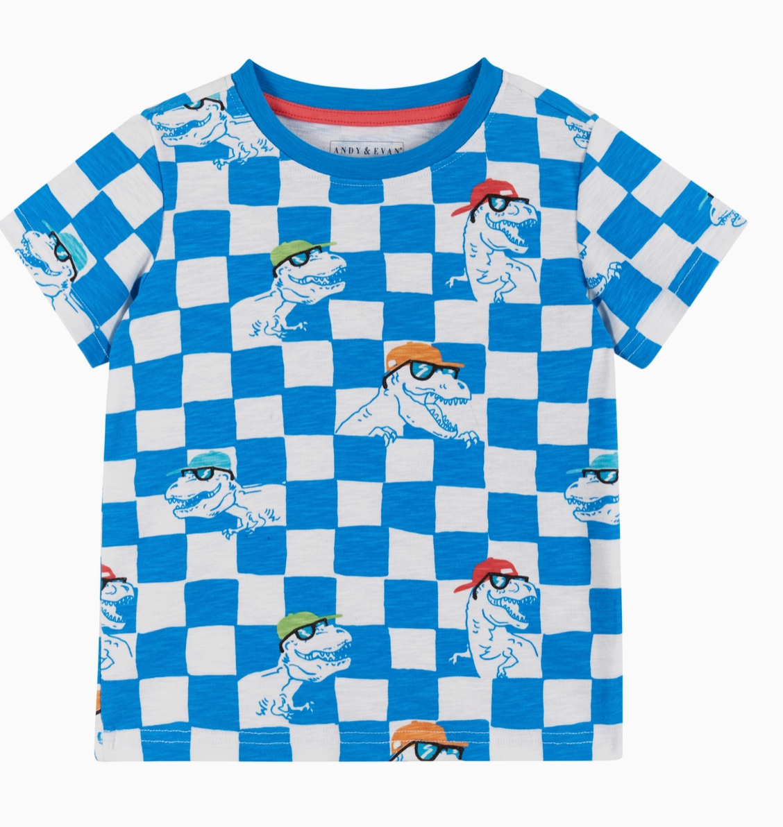 Blue Checkered Cool Dino T-Shirt