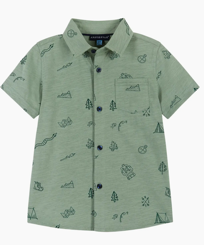 Short Sleeve Camping Button-down Shirt