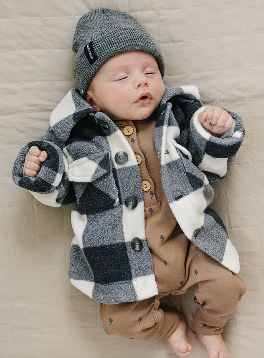 Mebie Baby - Checkered Sherpa Shacket