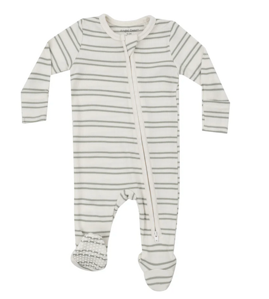 Desert Sage Stripe Bamboo Footie Convertible Hands