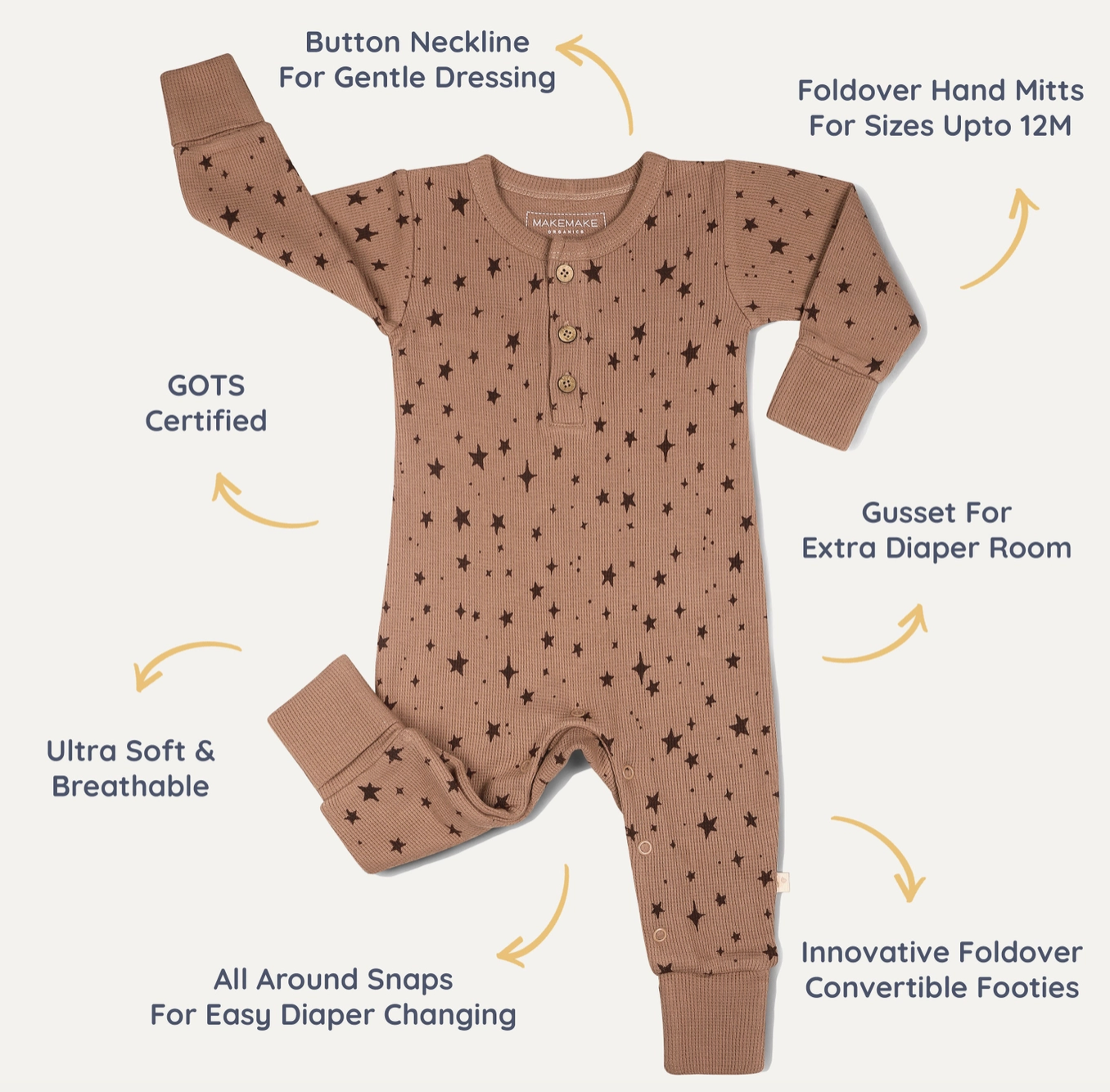 Organic Button Romper - Starstruck