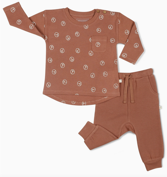 Organic Long Sleeve Tee and Pant Set - Peace