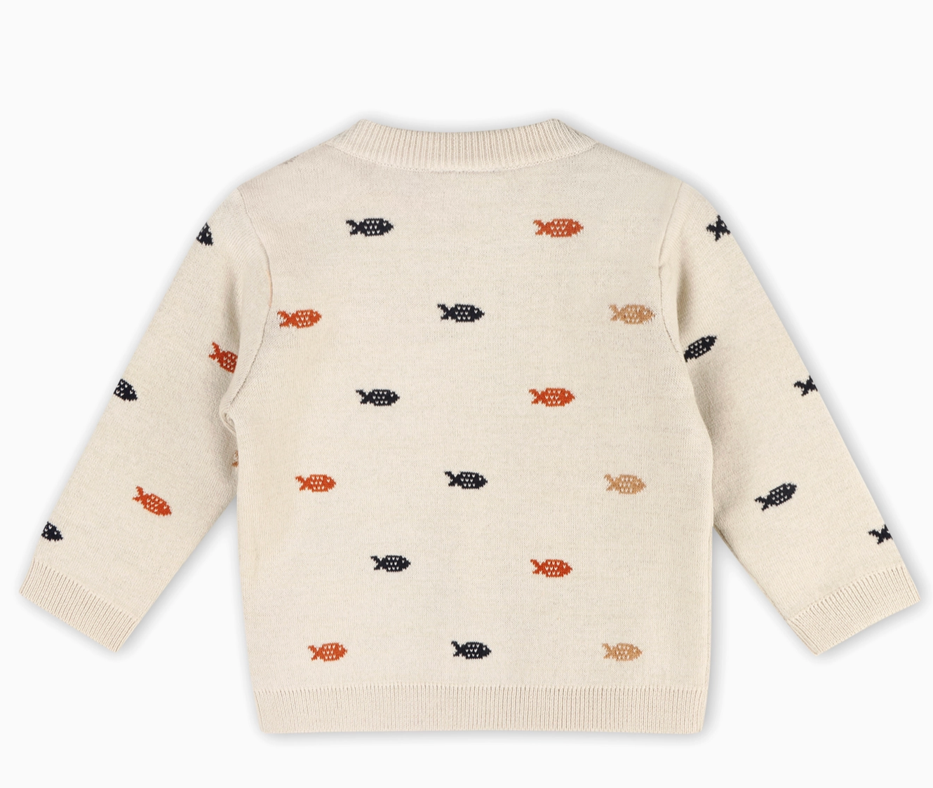 Organic Cotton -Fishes Jacquard Knit Baby Pullover Sweater