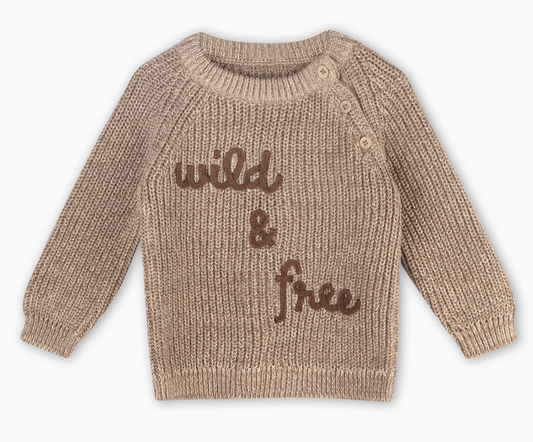 Organic - Wild & Free Embroidered Chunky Knit Sweater