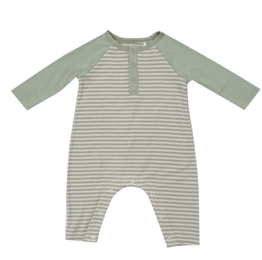 Desert Sage Stripe Bamboo Henley Romper