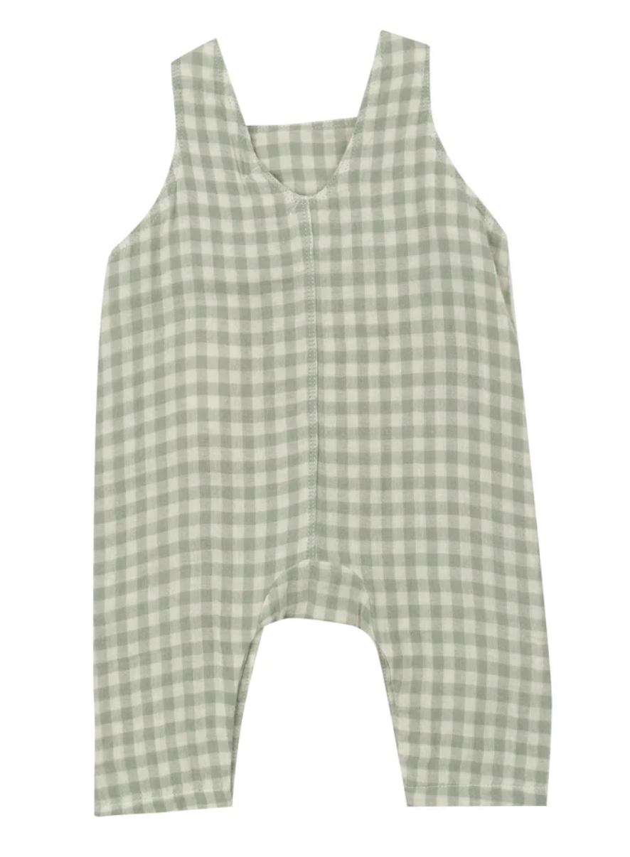 Mini Green Gingham Overalls