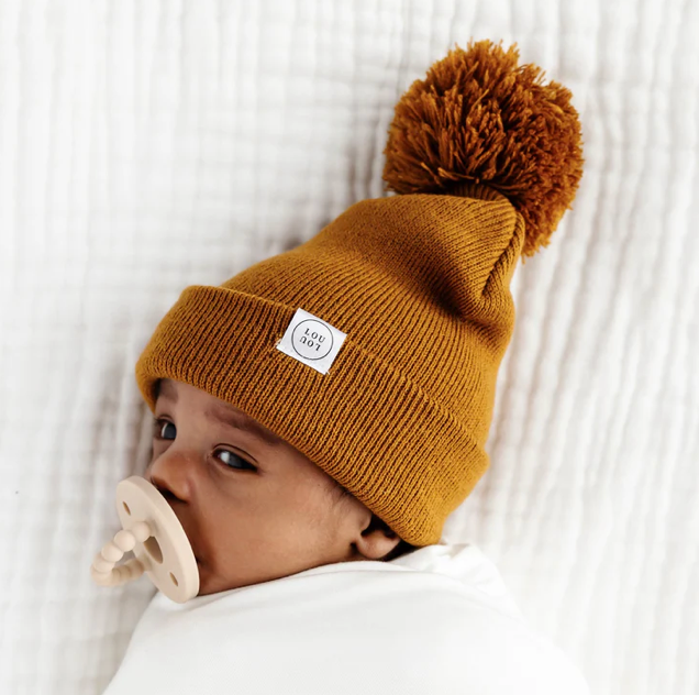 PomPom Beanie - Camel Brown