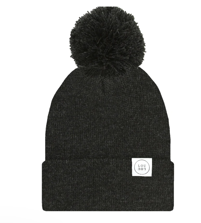 PomPom Beanie - Heathered Black