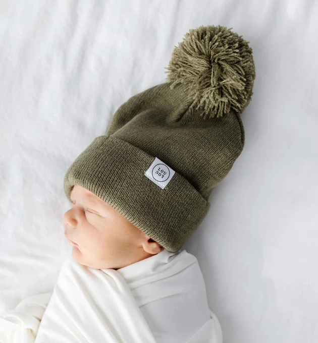 PomPom Beanie - Moss Green