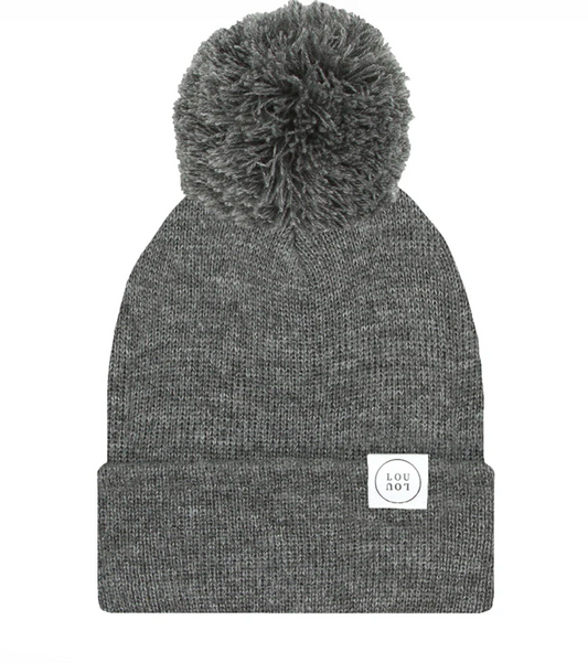 PomPom Beanie - Heathered Grey