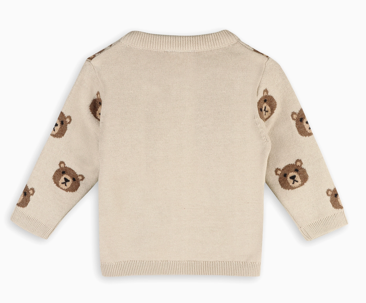 Brown Bear Jacquard Cardigan Sweater - Organic