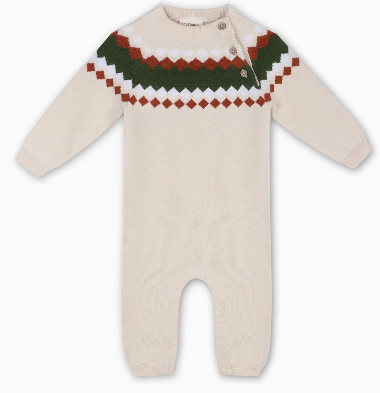 Fair Isle Jacquard Sweater Knit Baby Jumpsuit (Organic)