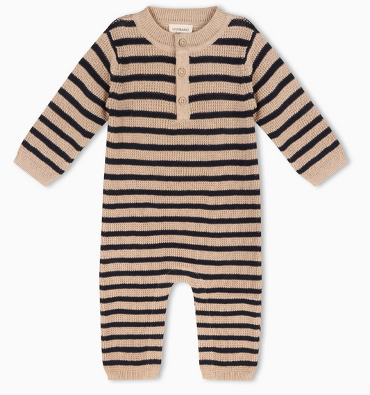 Navy Stripe Chunky Sweater Knit Baby Jumpsuit (Organic)