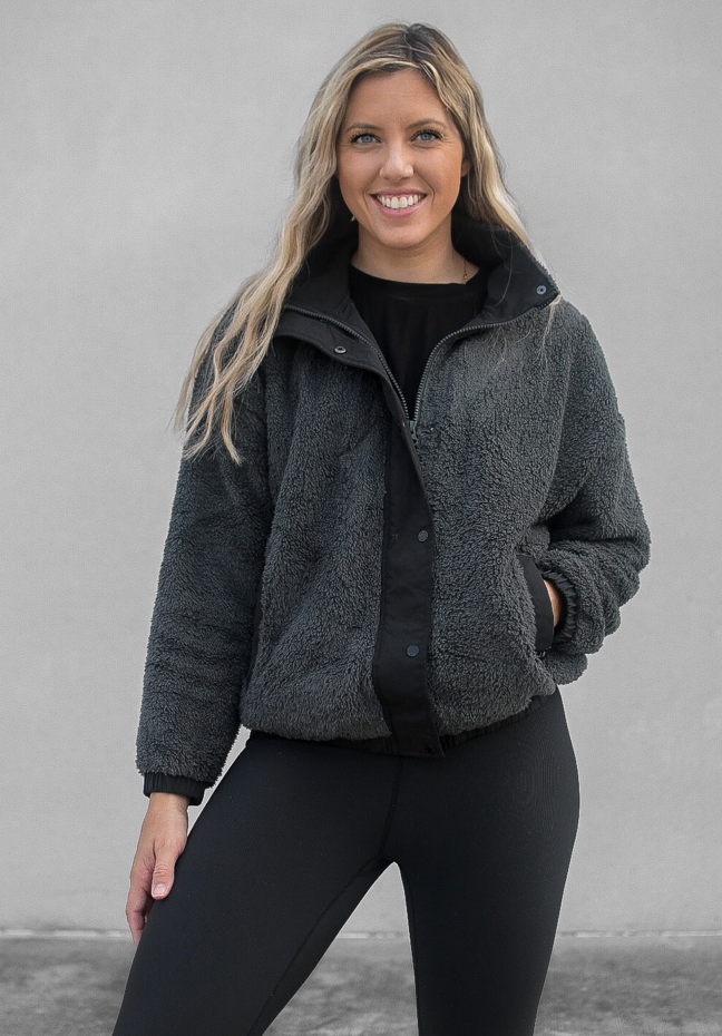 Adult Unisex Sherpa Jacket - Smoke