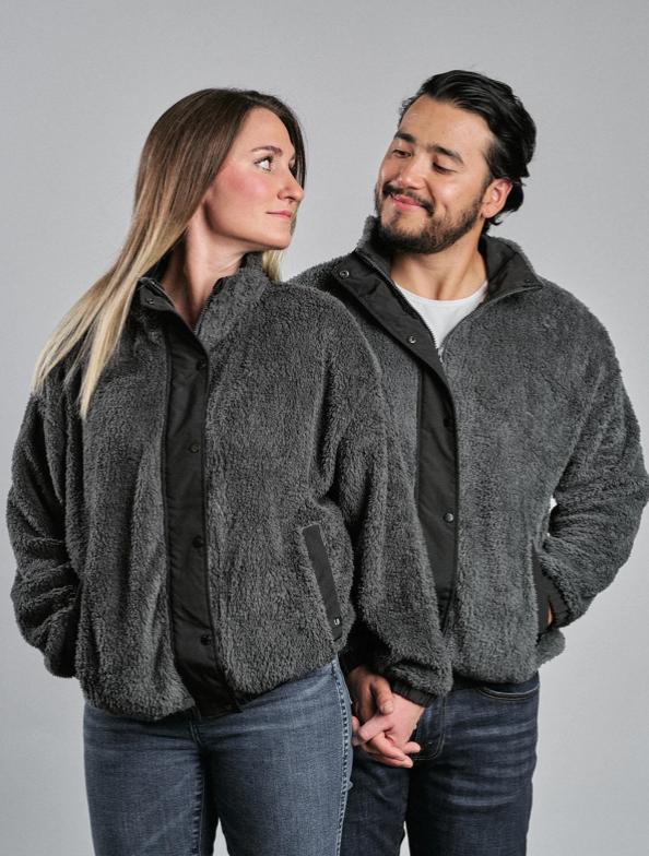 Adult Unisex Sherpa Jacket - Smoke