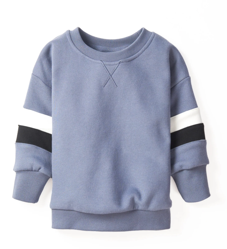 Elevated Stripe Crewneck - Blue