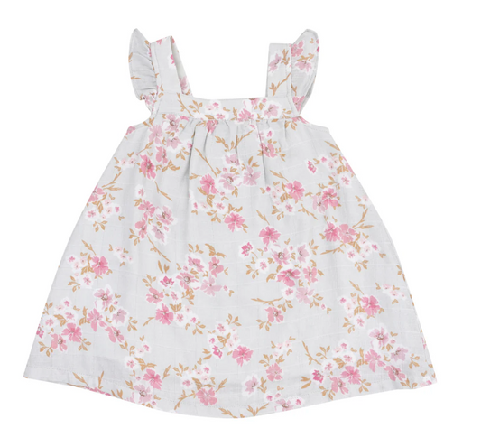 Organic Sundress - Pink Floral - Muslin Cotton