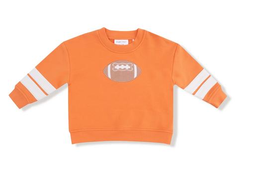 Orange Football Applique Sweatshirt - Varsity Stripes