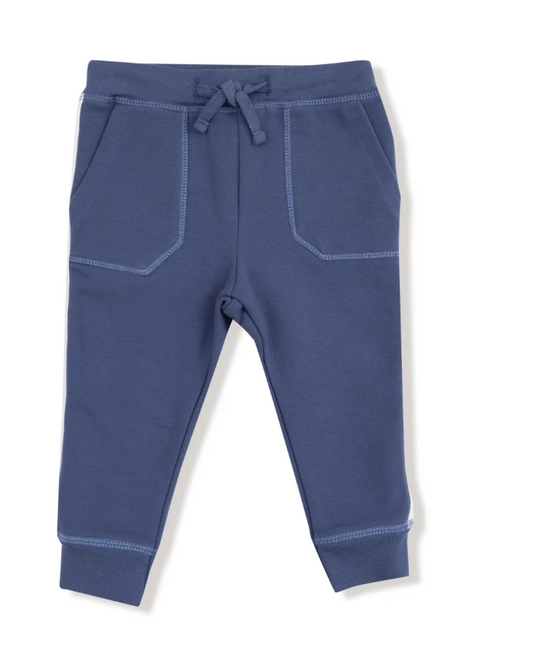 Jogger Pants with Varsity Stripe - Navy