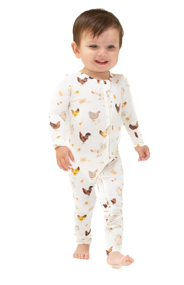 Chickens Convertible Zip Bamboo Romper