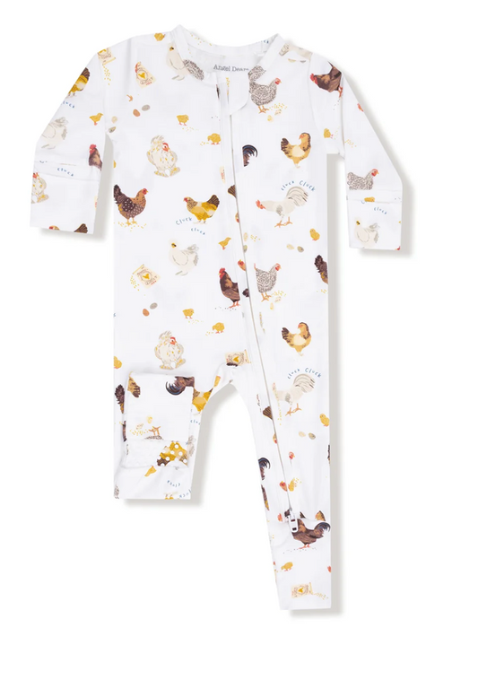 Chickens Convertible Zip Bamboo Romper
