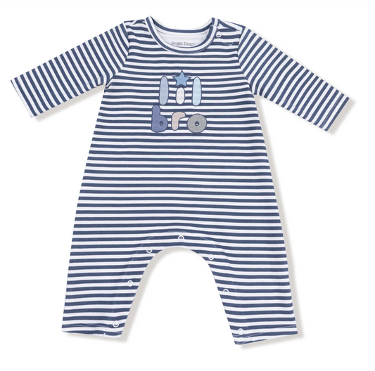 Lil Bro Applique Organic Stripe Romper