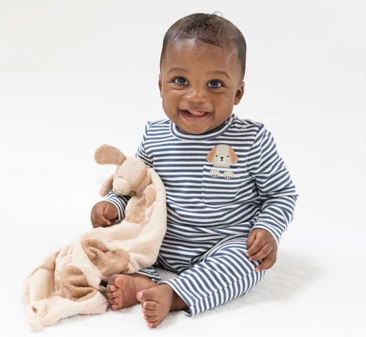 Puppy Applique Organic Stripe Romper